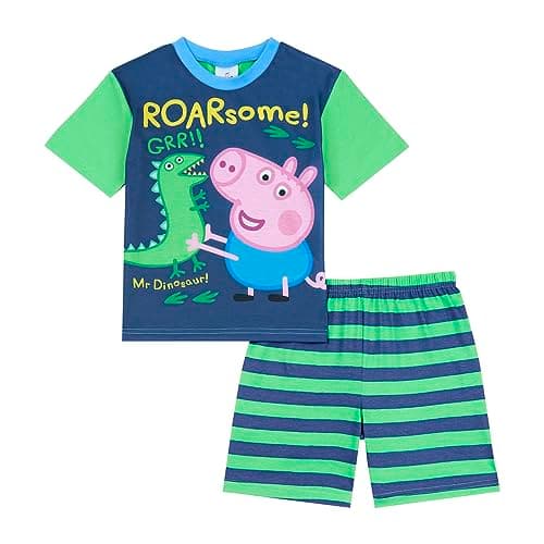 Image of Peppa Pig George Pig Boys Dinosaur Pjs, Official George Pig Merchandise, Green, 3-4 Years