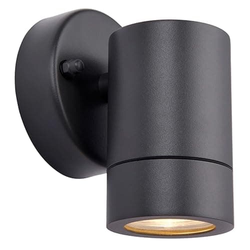 Image of National Lighting Palin Matt Black Steel External Outdoor Security GU10 Wall Spot Down Light IP44 Rated
