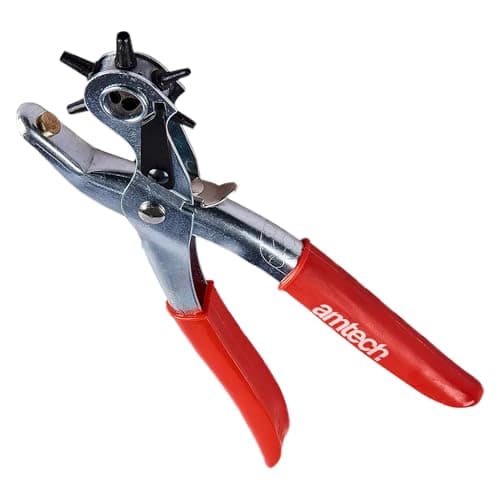 Image of WedDecor Revolving Leather Hole Punch Plier Tool – 6 Sizes (2mm to 4.5mm) – Steel Puncher for Belts, Canvas, Leather, Fabric, Plastic, Card & DIY Craft – Handheld Eyelet Punching Tool