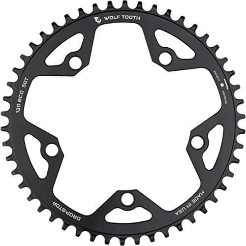 Image of Wolf Tooth: 130 BCD Cyclocross Chainring Flat Top 38t - Black - Black - 38t