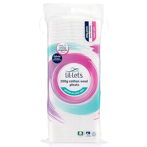Image of Lil-Lets Cotton Wool Pleats, 200g, Certified Organic, 100% Pure Cotton Wool, Soft and Absorbent, Gentle on Skin, Dermatologically Tested