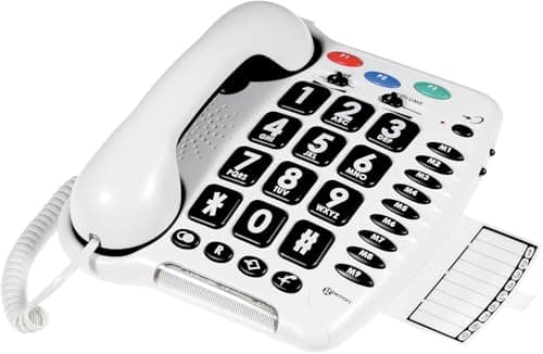 Image of Geemarc CL100 - Big Button Corded Telephone with Loud Receiving Volume and One-touch Memories for Seniors - Hearing Aid Compatible - Low to Medium Hearing Loss - UK Version