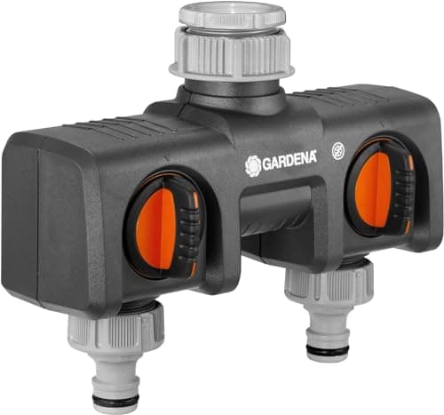 Image of Gardena Twin-Tap Connector: Connects Two Devices to the tap, can be Used with Gardena Water Computers and timers, Water Flow can be Regulated or Switched Off (8193-20)