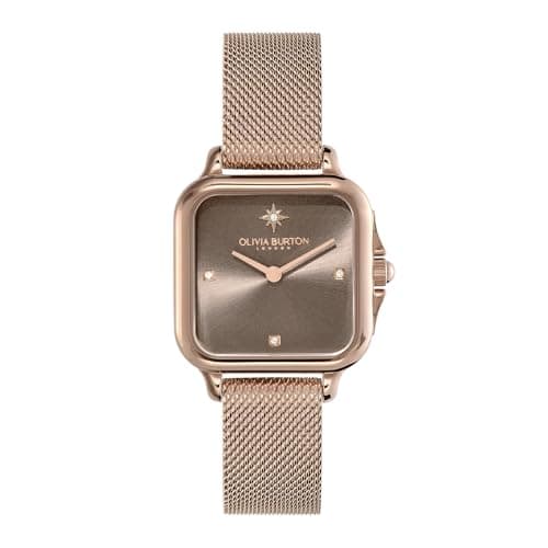 Image of Olivia Burton Two Hand Quartz Movement Watch for Women Grosvenor Collection with Carnation Gold Colored Stainless Steel Mesh Bracelet - 24000088