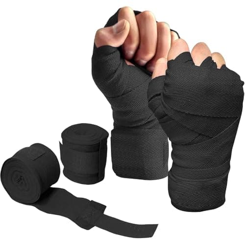 Image of YNR MMA Boxing Hand Wraps - Inner Gloves, Short Boxing Bandages for Men, Women & Kids, Wrist Support Straps, Kickboxing Gym Wraps, Boxing & Glove Wraps | (Black)