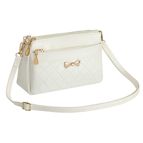 Image of FULEI White Cross Body Bag for Women Small Soft PU Leather Ladies Handbags Shoulder Purse