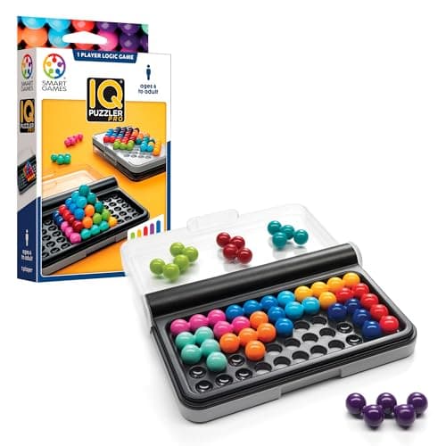 Image of SmartGames IQ Puzzler Pro, a Travel Game for Kids and Adults, a Cognitive Skill-Building Brain Game - Brain Teaser for Ages 6 & Up, 120 Challenges in Travel-Friendly Case.