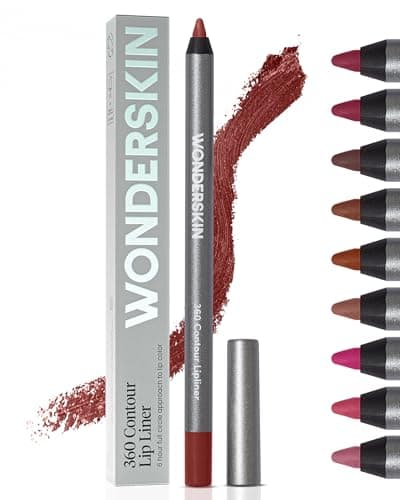 Image of Wonderskin Lipliner Pencil - 360 Contour Lipliner, Long Lasting, Sharpenable, Waterproof and Transfer-Proof Brown Lip Liner Pencil (Mahogany)