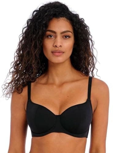 Image of Freya Women's Standard Jewel Cove Underwire Sweetheart Bikini Top, Plain Black, 34HH US