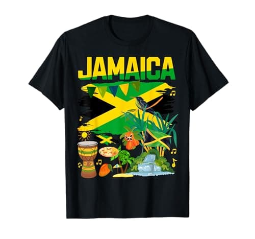 Image of Jamaican Flag Outfit Ideas For Men & Novelty Jamaica Flag T-Shirt