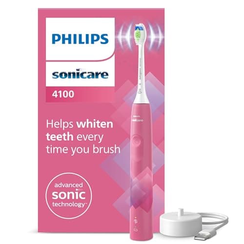 Image of Philips Sonicare 4100 Electric Toothbrush, Sonic Toothbrush with Two Modes, Pressure Sensor and Timer, Paradise Pink Prismatic, Model HX3689/41