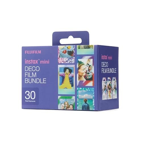 Image of instax mini DECO film bundle, 30 shots containing 1 x 10 shot pack of Confetti, Mermaind Tail and Spray Art design borders