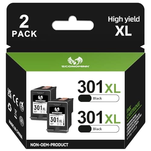 Image of 301XL Ink Cartridges High Yield Replacement for HP 301 Black Ink Cartridge, 301XL Black for 3050 1050 2544 4500 4504 2620 4630 4632 4634 Printer (2 Pack)