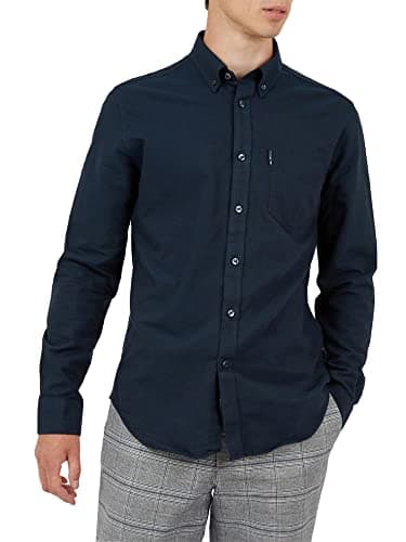Image of Ben Sherman Mens Long Sleeved Oxford Dark Navy Casual Button Up Shirt