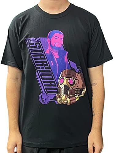 Image of Marvel What If T Shirt T'Challa Star Lord Official Comics Mens Black M