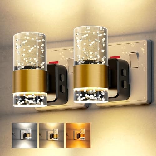 Image of LOHAS-LED Night Light, Dusk to Dawn Sensor Night Light Plug in, Amber/3000k/5000K Adjustable Color Temperature, 3 Brightness Levels, Acrylic Modern Nightlight for Hallway, Stair, Bedroom,2 Pack