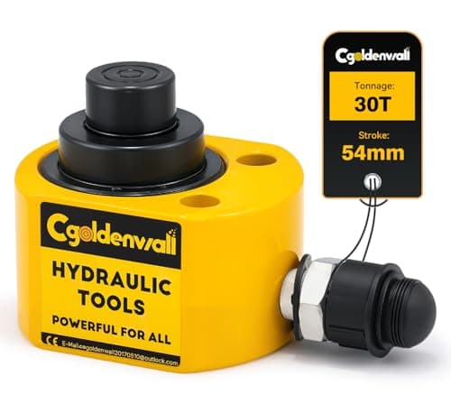 Image of CGOLDENWALL Hydraulic Cylinder Ram 30T, Stroke 54mm, Body Height 63mm, Effective Area 31.1cm², for Bridges/Building/Machinery Industries (DFPY-30T)