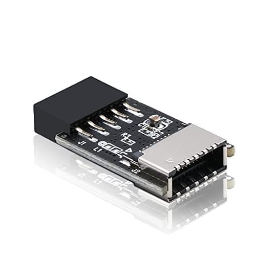 Image of EZDIY-FAB USB 2.0 Internal Header (9-Pin) to USB 3.1/3.2 Type-C (20-Pin) A-Key Front Panel 180 Degrees Adapter, Extend USB Type E Ports to PCs Front Panel Ports