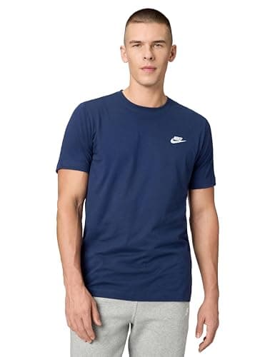 Image of NIKE Men's Sportswear Club T shirt, Midnight Navy/White, L UK
