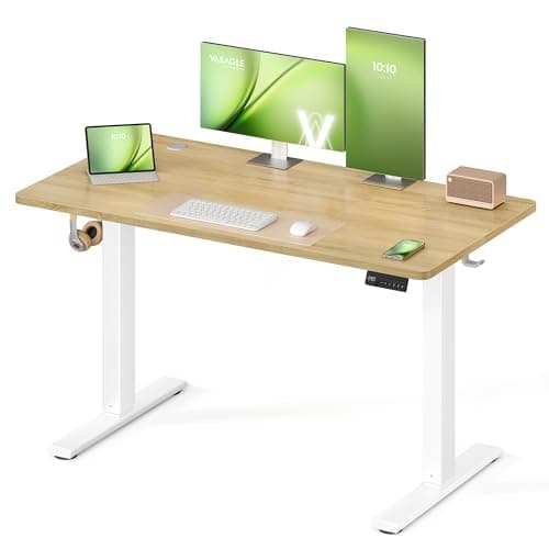 Image of VASAGLE Electric Standing Desk, Height Adjustable Desk, Sedentary Reminder, 4 Memory Heights, for Home Office, 120 x 60 cm, Golden Oak LSD312YA01
