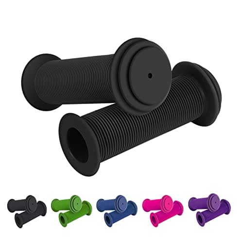 Image of RosewineC Bike Handlebar Grips Soft Non-Slip Bicycle Handle Grips Children's Bike Handlebars Scooter Handle Grips Rubber Handle Cover Universal Kids Bike Grips for Kids Boys Girls(Black)