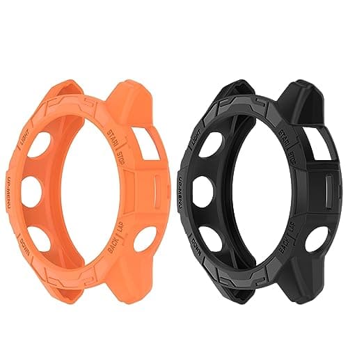 Image of Chofit Cases Compatible with Garmin Epix Pro Gen 2 47mm/Fenix 7 Pro/Fenix 7 Case, TPU Protective Cases Covers Watch Frame Protector Shell Accessories (Black+Orange)