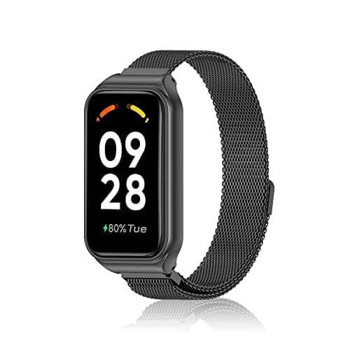 Image of ZoRoll Metal Straps Compatible with Xiaomi Smart Band 8 Active/Redmi Smart Band 2, Stainless Steel Mesh Wristband, Replacement Band for Xiaomi Smart Band 8 Active/Redmi Smart Band 2 - Black