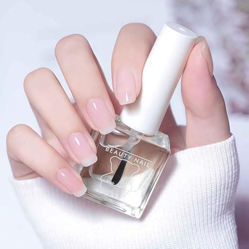 Image of Clear 2 In 1 Water-Based Top Coat & Base Coat Nail Varnish - Quick Dry Long Lasting Clear Nail Polish & Protector - Suitable For Women