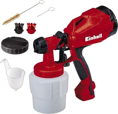 Image of Einhell Electric Spray Gun System For Fences and Decking 400W, 800ml Sprayer with Paint Flow Regulation, Vertical, Horizontal and Round Jets, Suitable For Lacquers TC-SY 400 P
