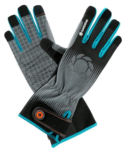 Image of Gardena Shrubcare Glove 9/L: Garden gloves for working with thorny shrubs/plants, long cuffs, Mobile Touch for smartphone use (11531-20)