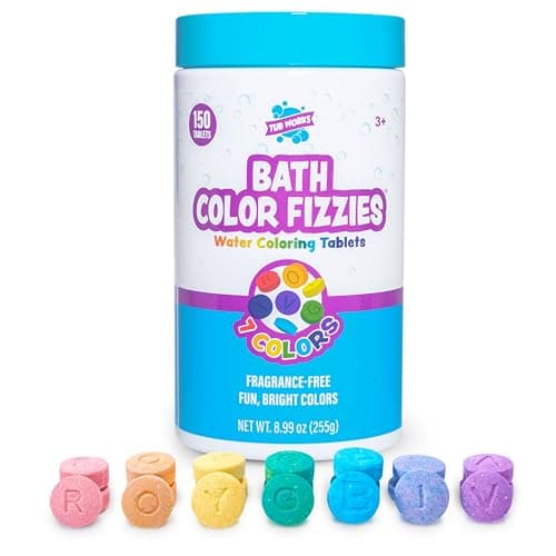 Image of Tub Works® Bath Color Fizzies, 150 Count | Nontoxic & Fragrance-Free | Fizzy, Bath Color Tablets for Kids | Create Colorful Water | Water Tablets in 7 Colors for Variety | Bath Bombs for Kids Bathtub