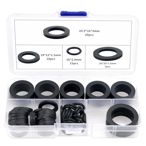 Image of YIXISI 60 PCS Hose Washers Kit, Rubber Tap Seal Plumbing Gaskets, Seal O Ring Gasket, Shower Hose Rubber Washers, for 1/2 3/4 1 Inch Water Faucet Shower Garden Hose Connector