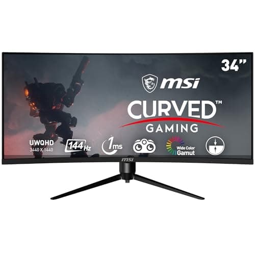 Image of MSI Optix MAG342CQR 1500R Curvature 21:9 Aspect Ratio Narrow Bezel 1ms 3440 x 1440 (UWQHD) 144Hz Refresh Rate Tilt/Swivel/Height/Pivot Adjustment 34" AMD Freesync Gaming Curved Monitor, Black