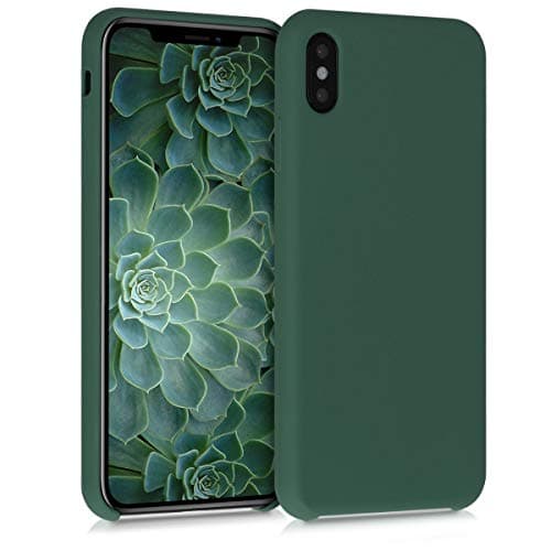 Image of kwmobile Case for Apple iPhone XS Max Case - Soft Cover - Shockproof Silicone - Wireless Charging Moss Green