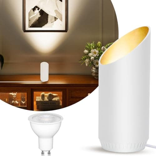 Image of HUAEU LED Floor Uplighter & Spot Lights Indoor with Warm White 3000K, Indoor Uplight Spot for Living Room, Table Lamps & Uplighters for Living Room (1 Pack White)