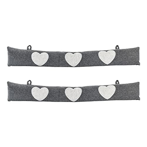 Image of Nicola Spring Draught Excluder - 78.5cm - Heart - Pack of 2 - Herringbone Indoor Decorative Wind Stopper Home Interior Air Strip Wind Seal Window Draft Snake Sound Blocker for Home, Office Doors