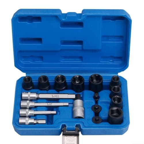 Image of Repair Grade Brake Caliper Socket Set 17 Piece with 1/2 and 3/8 Drive Compatibility for High Torque Fastener Tasks