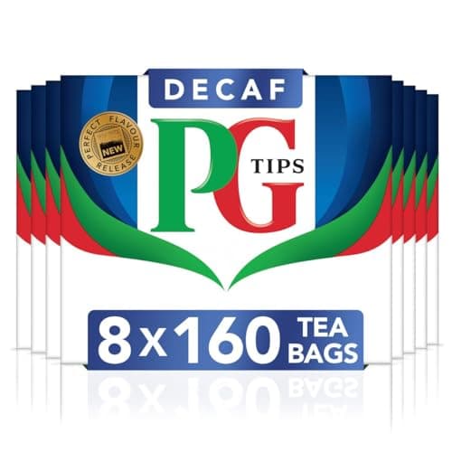 Image of PG Tips Decaf Tea Bags Bulk | Decaffeinated Teabags | Smooth & Refreshing Black Tea| Perfect Flavour Release | 8 x 160 Tea Bags | 1280 Plant Based Biodegradable Decaf Teabags