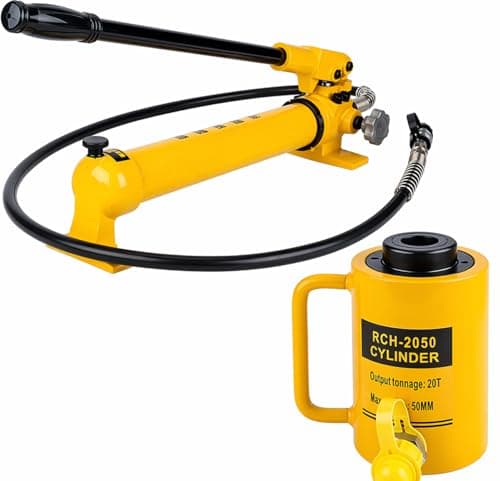 Image of 20T Hydraulic Jack with CP-700 Hand Pump, Hollow Single-Acting Hydraulic Cylinder, Push and Pull Design, 2 Inch Stroke