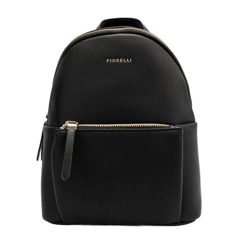 Image of Fiorelli Women's Ally Large Backpack, Stylish Rucksack with Adjustable Straps & Pockets, Black Faux Leather