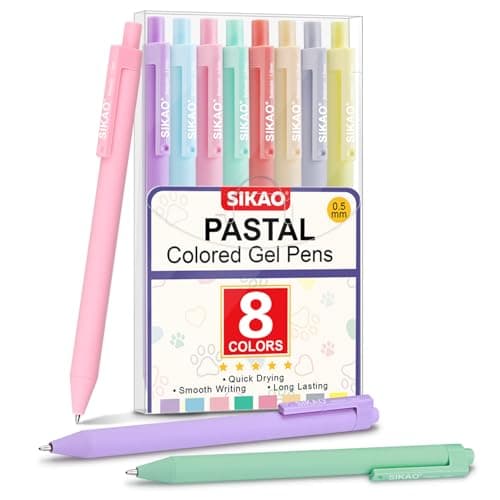 Image of Sikao 8 Colored Gel Pens With Cool Matte Finish, Aesthetic and Cute Pens With Smooth Writing For Journaling And Bible Note Taking No Bleed Through, Drawing Pens (PASTAL 8 Colors)