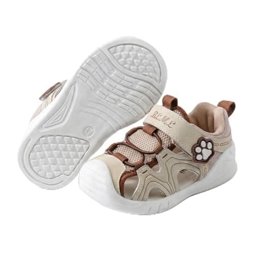Image of TootyTots Infant Girls Sandals Closed Toe Toddler Summer Shoes, First Walkers Hook & Loop Non-Slip Beach Water Shoes, Breathable Microfibre Nursery Holiday Footwear with Cute Bunny & Carrot