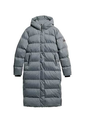 Image of Superdry Women's Long Quilted Microfibre Coat, ebony, 10