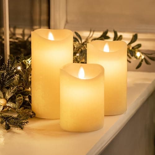 Image of CHRISTOW Flameless LED Candles Battery Operated Real Wax Flickering Flame Set of 3