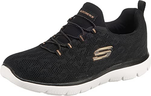Image of Skechers Women's Summits Leopard Spot Trainers,Black Mesh / Rose Gold Trim,3 UK