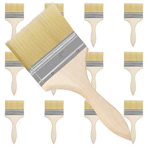Image of Kurtzy 12 Pack of Paint Brushes - Brush Head 101.6mm (4 inch) & Overall Brush Size 21.5cm (8.46 inches) - Suitable for Messy Jobs That Involve Chip Painting, Silicon, Gesso, Staining, Varnishes, Glues