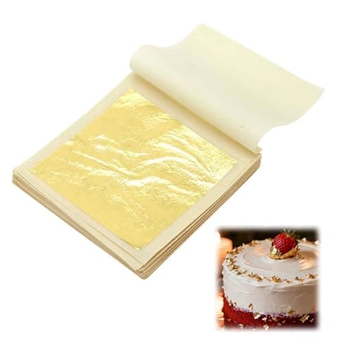 Image of 30Pcs Edible Gold Leaf Sheets 6x6cm Gold Foil Paper Decorative Gold Flakes Edible Gold Dust for Cake Chocolates Decorating Baking Crafts Candles Balls Mascot Masks DIY Nail Art Makeup Greeting Cards