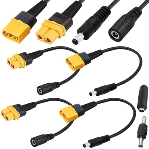 Image of Xiatiaosann 4pcs DC5.5x2.5mm to XT60 Charging Cable XT60 Female Bullet Connector to DC5.5X 2.5mm Female male Jack Adapter Cable for TS100 Soldering Iron,FPV Monitor Power,Drone Power Cord