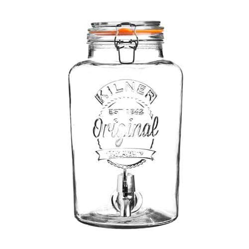 Image of Kilner Clip Top Round Glass Drinks Dispenser in Gift Box, Transparent