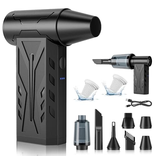 Image of Tolcuez 2 in 1 Compressed Air Duster, 4 Gear Electric Air Blower, Brushless Motor, Rechargeable Electric Air Duster Cleaner for Computer, Keyboard, Car, Home,Outdoor Cleaning